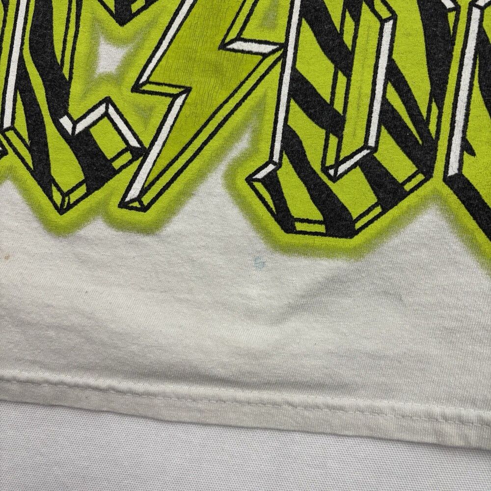 AC/DC Vintage Style Neon Zebra Stripe Logo Graphic T-Shirt Size 2XL Off-white - Picture 3 of 6